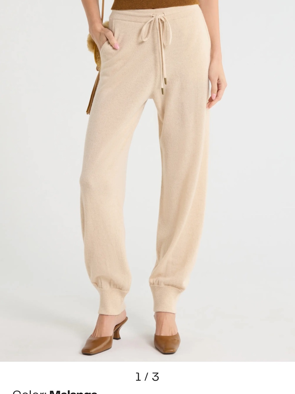 Ulla Johnson Cream Cashmere Drawstring Knit Joggers